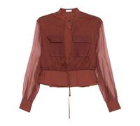 Brunello Cucinelli, ,Blouses & Shirts ,Donna ,Rosso ,S Camicia in Cotone Poliammide Seta