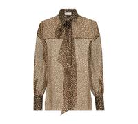 Brunello Cucinelli - Camicia in Organza Dapple con Cravatta al Collo - - Blouses & Shirts - Donna - Marrone - L