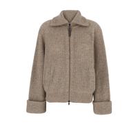 Brunello Cucinelli - Cardigan con Zip e Monile a Coste - - Knitwear - Donna - Marrone - L