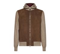 Brunello Cucinelli - Giacca Bomber con Cappuccio in Pelle Scamosciata - - Jackets - Uomo - Marrone - L