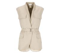 Brunello Cucinelli - Gilet in Cotone Beige con Scollo a V - - Jackets - Donna - Beige - L