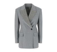 Brunello Cucinelli, ,Jackets ,Donna ,Grigio ,L Blazer in Lana con Revers a Lancia