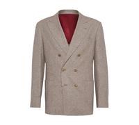 Brunello Cucinelli, ,Jackets ,Uomo ,Beige ,2XL Beige Lana Seta Giacca Doppiopetto