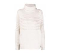 Brunello Cucinelli, ,Knitwear ,Donna ,Beige ,M Dolcevita con Paillettes