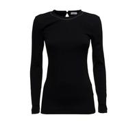 Brunello Cucinelli - Magliette nera in cotone con scollo a giro Monile - - Tops - Donna - Nero - M
