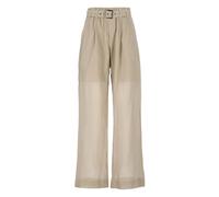 Brunello Cucinelli - Pantaloni Beige in Cotone con Passanti per Cintura - - Trousers - Donna - Beige - M