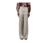 Brunello Cucinelli - Pantaloni in Seta a Gamba Larga - - Trousers - Donna - Beige - S