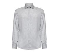 Brunello Cucinelli, ,Shirts ,Uomo ,Grigio ,L Camicia in misto seta e cotone
