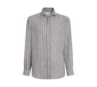 Brunello Cucinelli, ,Shirts ,Uomo ,Multicolore ,M Camicia a Righe in Cotone