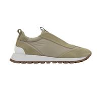Brunello Cucinelli, ,Shoes ,Donna ,Verde ,38 1/2 EU Sneakers in camoscio e tessuto con lacci