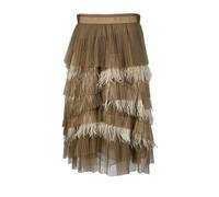 Brunello Cucinelli, ,Skirts ,Donna ,Marrone ,S Gonna Midi Sintetica di Lusso