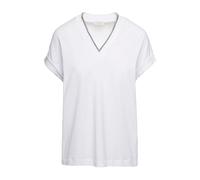 Brunello Cucinelli - T-shirt bianca con scollo a V e dettaglio Monile - -Tops -Donna -Bianco -L