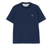Brunello Cucinelli - T-shirt in cotone italiano - - Tops - Uomo - Blu - M