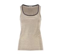 Brunello Cucinelli - Top in Jersey di Lino Lamé a Righe - - Tops - Donna - Beige - L
