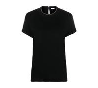 Brunello Cucinelli, ,Tops ,Donna ,Nero ,XS Magliette nera con dettagli in ottone sul collo