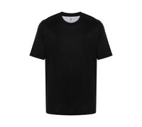 Brunello Cucinelli, ,Tops ,Uomo ,Nero ,3XL Magliette in Cotone e Seta Nera con Girocollo