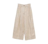 Brunello Cucinelli, ,Trousers ,Donna ,Beige ,L Pantaloni in lino e poliammide