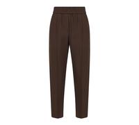 Brunello Cucinelli, ,Trousers ,Donna ,Marrone ,M Pantaloni ampi pull-on in twill fluido di viscosa e lino
