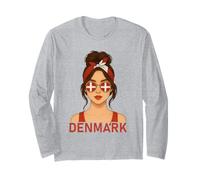 Brunette Danish Girl Denmark Flag Danish Girlfriend Wife Maglia a Manica