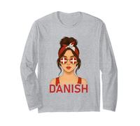 Brunette Danish Girl Denmark Flag Danish Girlfriend Wife Maglia a Manica
