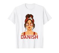 Brunette Danish Girl Denmark Flag Danish Girlfriend Wife Maglietta