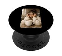 Brunette Doll Smoking Aesthetic Art Coffee Time Morning Mood PopSockets PopGrip Adesivo