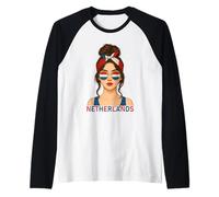 Brunette Dutch Girl Netherlands Flag Dutch Girlfriend Wife Maglia con Maniche Raglan