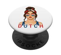 Brunette Dutch Girl Netherlands Flag Dutch Girlfriend Wife PopSockets PopGrip Adesivo