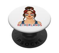 Brunette Dutch Girl Netherlands Flag Dutch Girlfriend Wife PopSockets PopGrip Adesivo