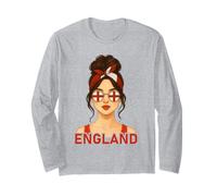 Brunette English Girl England Flag English Girlfriend Wife Maglia a Manica