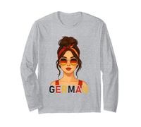 Brunette German Girl Germany Flag German Girlfriend Wife Maglia a Manica