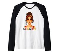 Brunette German Girl Germany Flag German Girlfriend Wife Maglia con Maniche Raglan