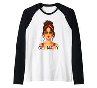 Brunette German Girl Germany Flag German Girlfriend Wife Maglia con Maniche Raglan