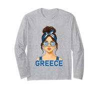Brunette Greek Girl Greece Flag Greek Girlfriend Wife Maglia a Manica