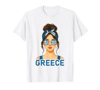 Brunette Greek Girl Greece Flag Greek Girlfriend Wife Maglietta