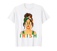 Brunette Irish Girl Ireland Flag Irish Girlfriend Wife Maglietta