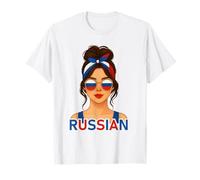 Brunette Russian Girl Russia Flag Russian Girlfriend Wife Maglietta
