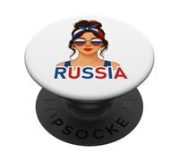 Brunette Russian Girl Russia Flag Russian Girlfriend Wife PopSockets PopGrip Adesivo