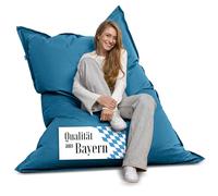 Bruni Pouf gigante Caree in blu - Pouf rettangolare XXL con imbottitura da 140 x 180 cm e 400 l, Bean bag con fodera interna, sacco reclinabile, fodera rimovibile, per interni ed esterni, dalla