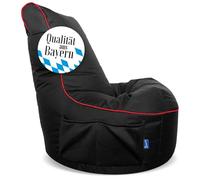 Bruni Pozzetto - Pouf da gioco nero con schienale e scomparto, adatto per interni ed esterni, prodotto in Germania (nero/rosso)