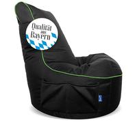 Bruni Pozzetto - Pouf da gioco nero con schienale e scomparto, adatto per interni ed esterni, realizzato in Germania (nero/verde)