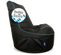 Bruni Pozzetto - Pouf da gioco nero con schienale e scomparto, adatto per interni ed esterni, realizzato in Germania (nero/blu)