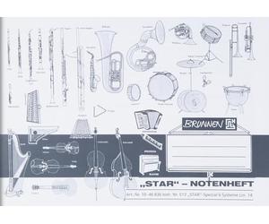 Brunnen 1046836 - Quaderno per spartiti (A5, 8 fogli orizzontali, con linee ausiliarie)
