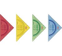 Brunnen 104975801 - Squadra geometrica per scuola e ufficio, 16 cm, con manico, infrangibile, 4 colori assortiti