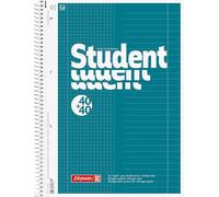 Brunnen 1067974 - Blocco note per studenti, formato A4 a righe (tipo 27, 28 righe), 70 g/m², 40 fogli a righe, 40 fogli a quadretti)