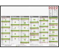 Brunnen 1070142002 - Calendario da tavolo, formato A4, modello 701 42, 1 pagina = 6 mesi, laminato su cartone con margine nero, calendario 2022