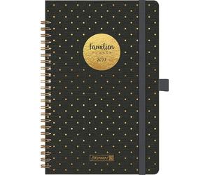 BRUNNEN 1070291017 Buchkalender Familienplaner 2027 "Gold-Punkte" A5, Kunststoff