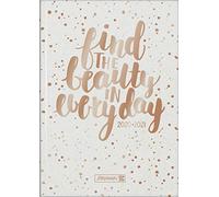 Brunnen 1072120171 "Gold Glitter", agenda settimanale/scolastica 2020/2021, 2 pagine = 1 settimana, formato foglio 14,8 x 21 cm, copertina rigida imbottita
