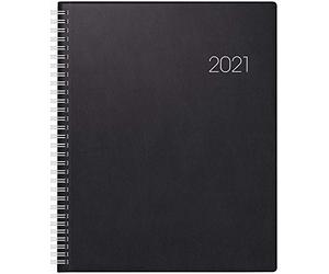 BRUNNEN 1076101901 Buchkalender Manager Wt 7 - weektimer, 2 Seiten = 1 donna, 21 x 26 cm, Kunststoff-Einband schwarz, Kalendarium 2021, Wire-O-Bindung