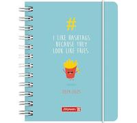 BRUNNEN Agenda scolastica (2024/2025) "#fries", 1 pagina = 1 giorno, A6, 352 pagine, azzurro